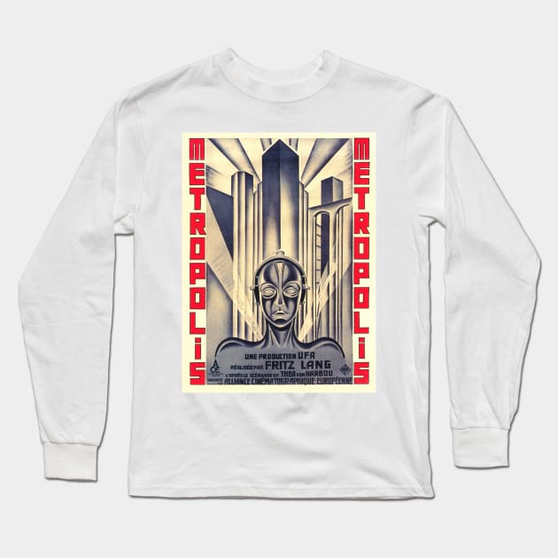 Metropolis - Science Fiction Silent Film (Art Deco Poster Design) Long Sleeve T-Shirt by Naves